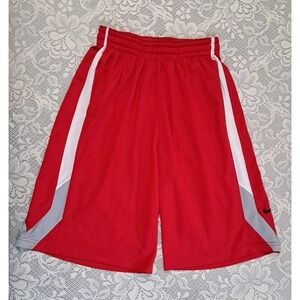 Nike Dri-Fit Shorts Men's Size L Red White Gray Black Swooch Basketball Athletic